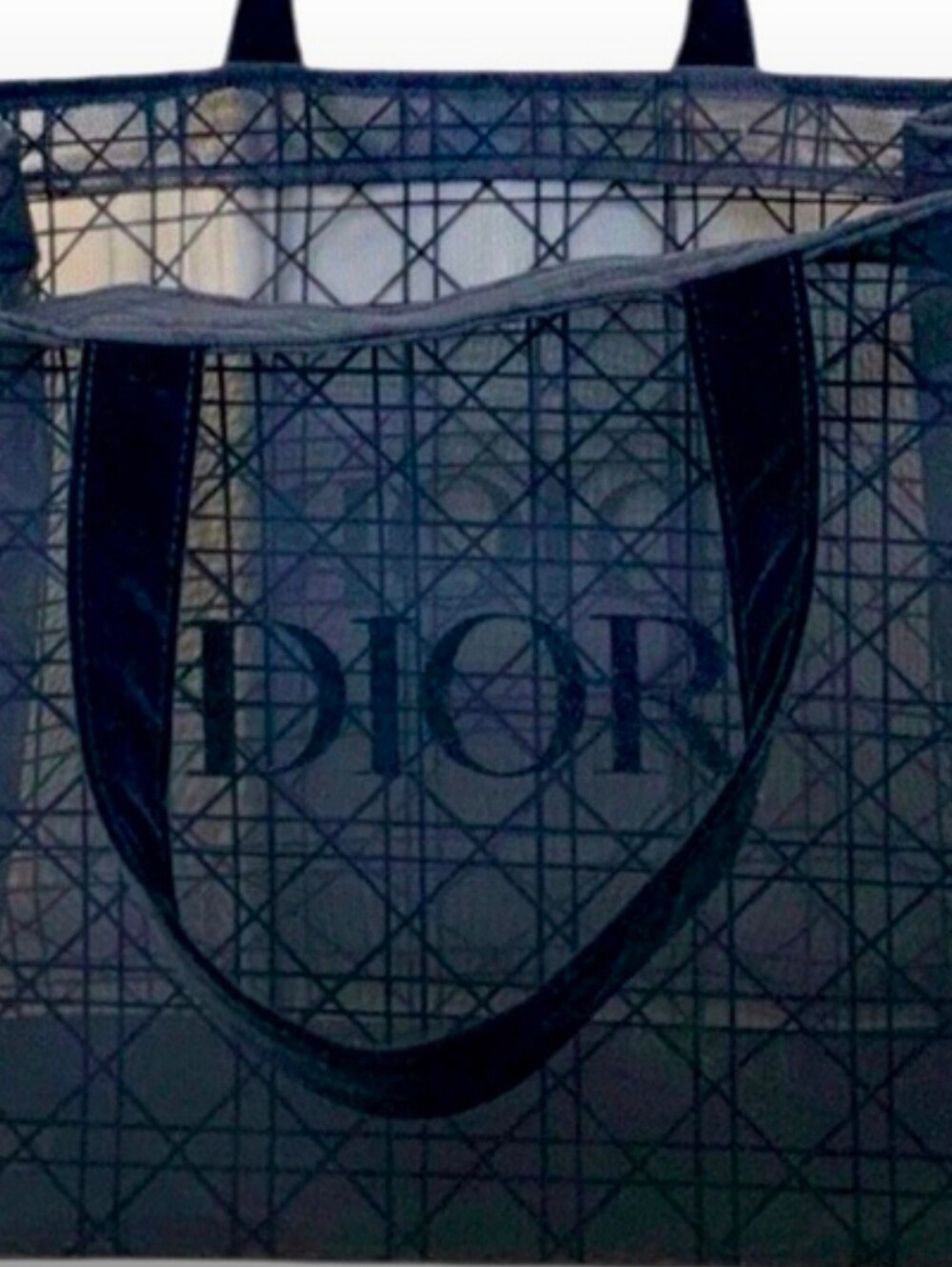 Dior Black Mesh Tote Bag Velvet Geometric Dior Beauty Travel Shopper GWP NWT